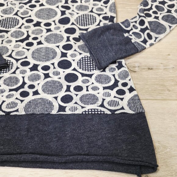 Vtg Womens Vanity Blue Gray All Over Circle Print Y2K Long Sleeve Shirt Sz Lg - Picture 2 of 6
